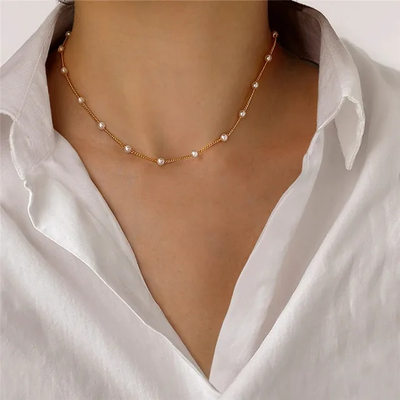 Amelia Heart | Trendy Love Heart Pearl Choker Necklace ( 1+1 FREE )